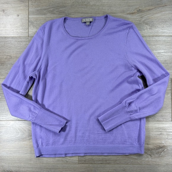J.CREW Sweaters - J. Crew Large Women Purple Merino Wool Long Sleeve Pullover Crew Neck Sweater